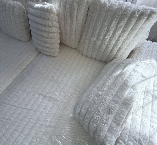 White Elegant  Couch.  Double Chaise Lounge Couch