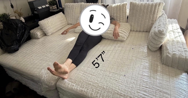 White Elegant  Couch.  Double Chaise Lounge Couch
